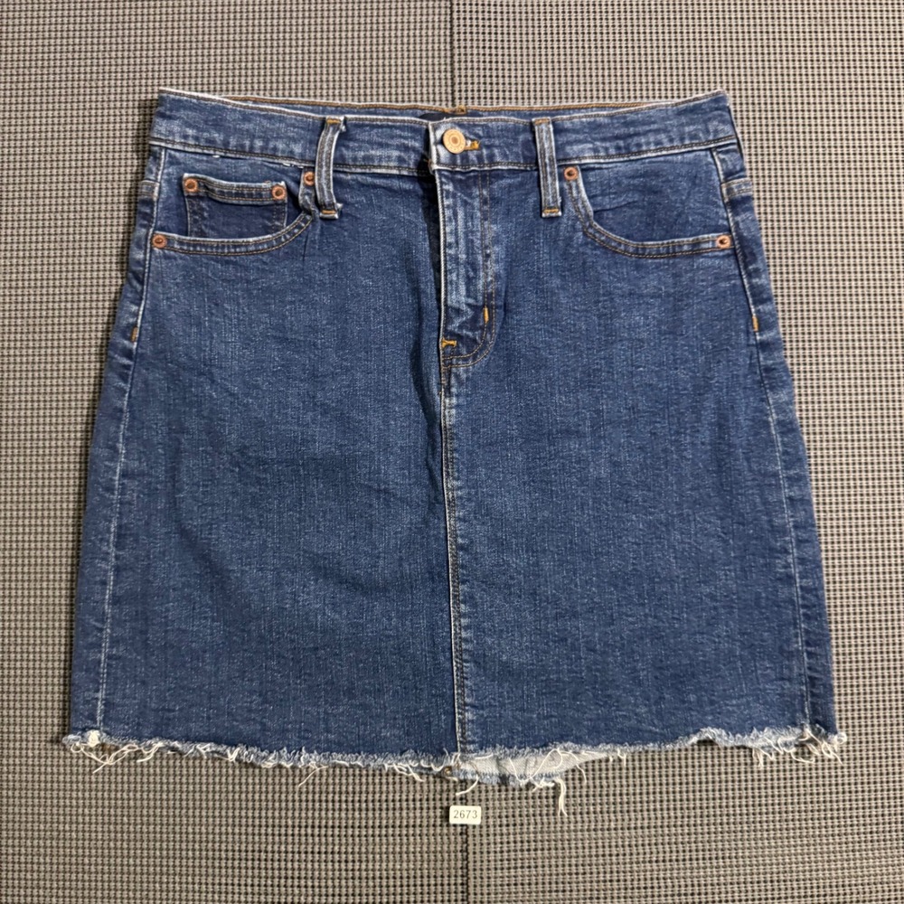 J.Crew Mercantile Womens Blue Denim Raw Hem Mini Skirt Size 4